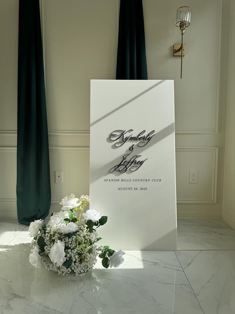 White Wedding Sign - Rectangular Acrylic Wedding Welcome Sign with 3D Acrylic Name | Custom Wedding Sign | Wedding Signage - Ceremony