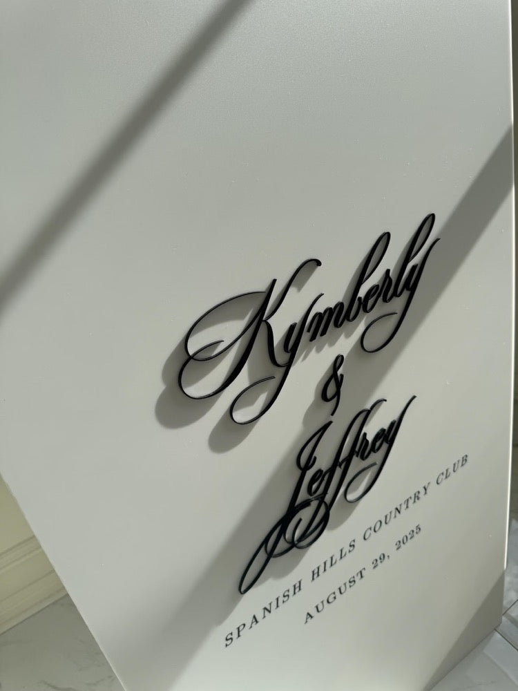 White Wedding Sign - Rectangular Acrylic Wedding Welcome Sign with 3D Acrylic Name | Custom Wedding Sign | Wedding Signage - Ceremony