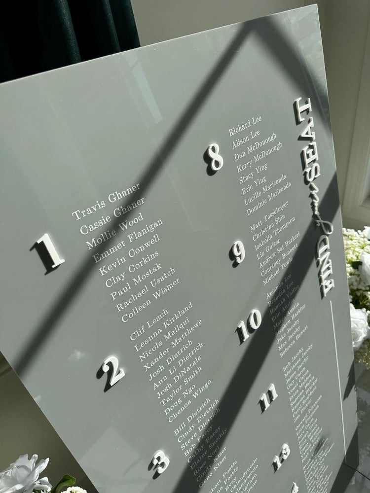 Wedding Seating Chart - Acrylic Wedding Seating Chart with 3D Acrylic | Custom Wedding Sign | Wedding Signage - Ceremony Seating Sign